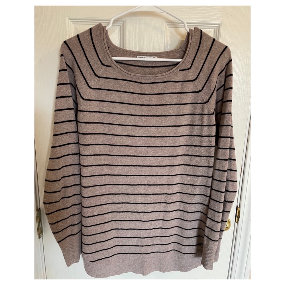 Tan and black stripe raglan sweater